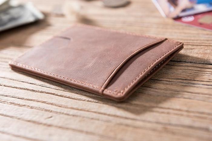 Handmade Leather Mens Cool Short Wallet Card Holder Small Card Slim Wallets for Men