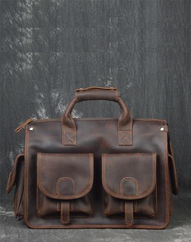 Vintage Leather Mens Large Travel Bag Weekender Cool Business Bag For Men