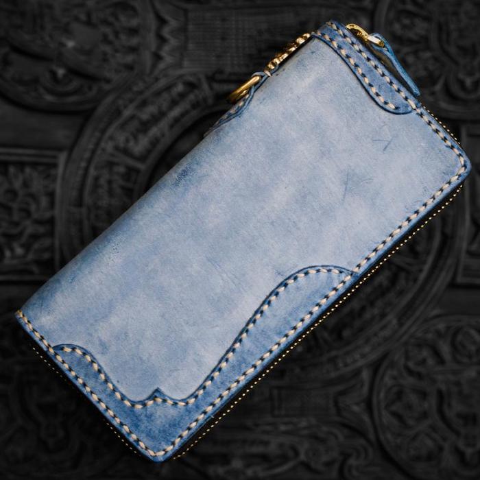 Handmade Leather Mens Chain Biker Wallet Cool Leather Wallet Long Clutch Wallets for Men