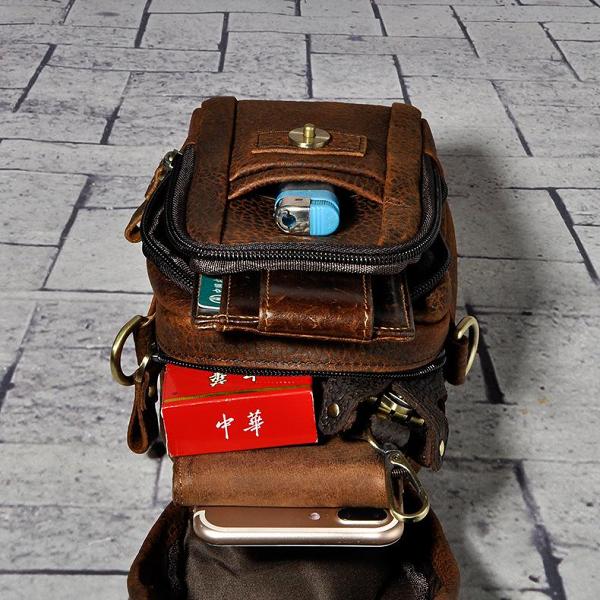 Leather Belt Pouch Mens Small Cases Waist Bag Shoulder Bag for Men