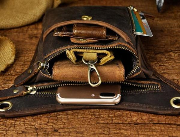 Leather Belt Pouch for Men Leg Drop Bags waist BAGs Shoulder Bag For Men