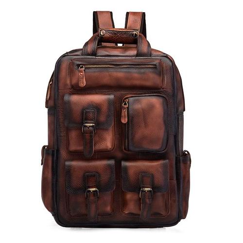 Cool Mens Vintage Leather Backpack School Backpack Travel Backpack for men