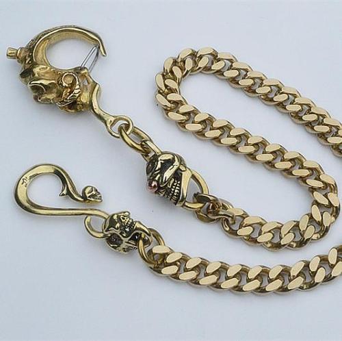 Solid Brass Cool Punk Rock Skull Wallet Chain Biker Trucker Wallet Chain Trucker Wallet Chain for Men