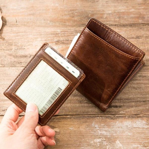 Cool Leather Mens Small Wallets Bifold Vintage billfold Wallets for Men