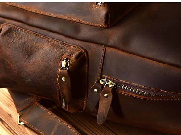 Vintage Brown Leather Mens 15 Laptop Backpack Hiking Backpack Travel Backpack College School Bag for Men