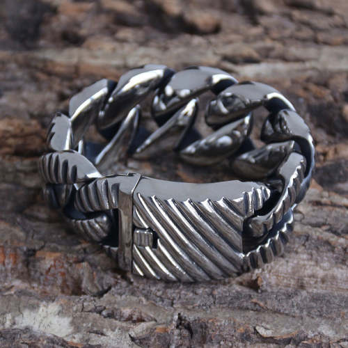 Bagger Bracelet - Cutting Lines - Silver - 1.25 Wide - The Classic - B49 CLEARANCE