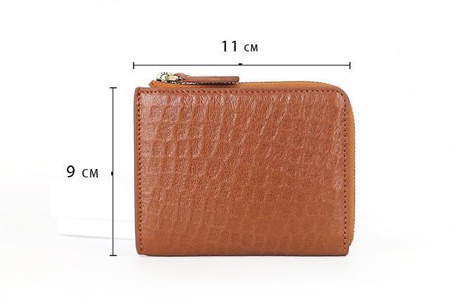 Leather Mens Zipper Small Wallet Slim Wallet Front Pocket Wallet Card Wallet for Men