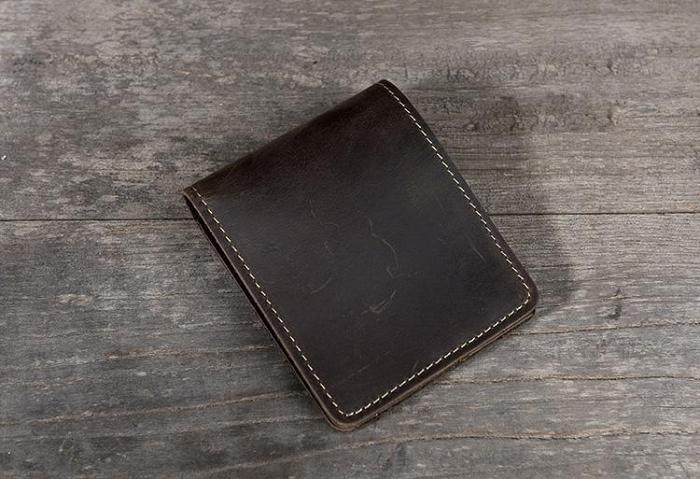 Handmade Leather Mens Cool Slim Leather Wallet Men Small Wallets Bifold for Men
