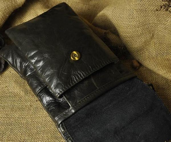 Leather Mens Small Side Bag COURIER BAG Waist Bag Holster Belt Case Belt Pouch for Men