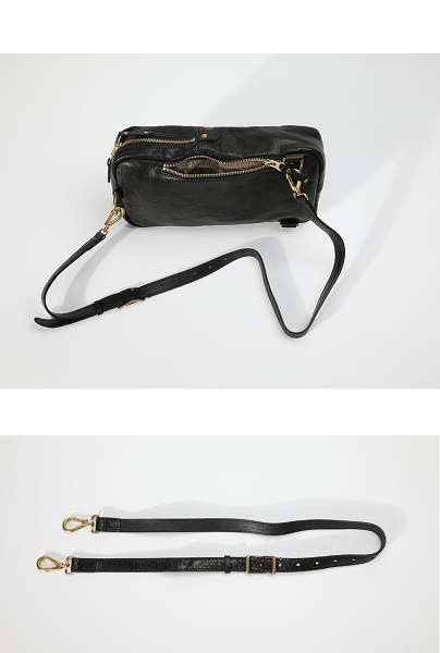 FASHION BLACK LEATHER MEN'S 10 INCHES SLING BAG ONE SHOULDER MESSENGER BAG CHEST BAG DIAGONAL BAG FOR MEN