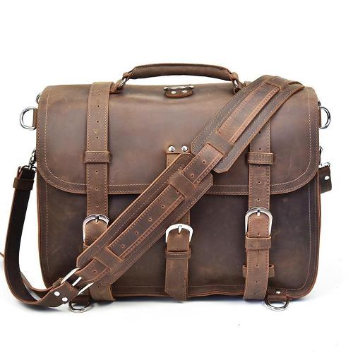 Leather Men Large Briefcase Handbag Travel Bag Messenger Bag For Men