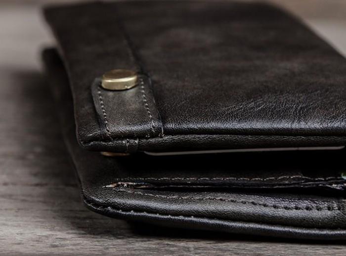 Leather Long Wallets for men Bifold Vintage Men Long Wallet