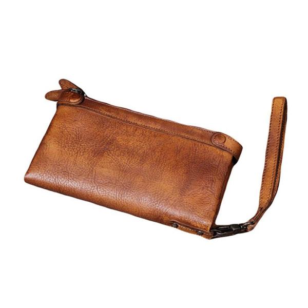 Cool Leather Mens Long Leather Wallet Bifold Vintage Brown Wallet for Men