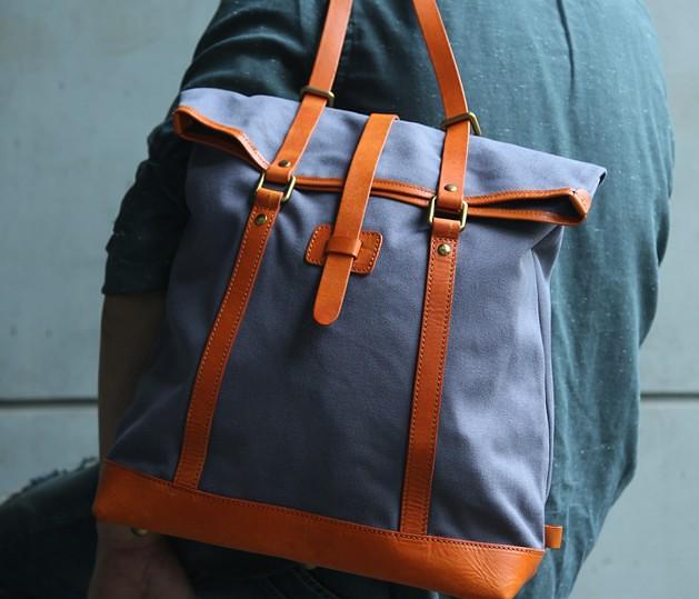Canvas Leather Mens Backpack Travel Backpacks Laptop Backpack for men