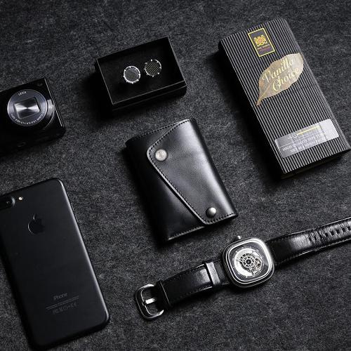 Cool Black Gray Leather Men's Key Holders Key Wallet For Men