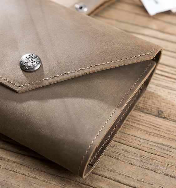 Handmade Leather Mens Cool Long  Chain Wallet Phone Biker Trucker Wristlet Wallet