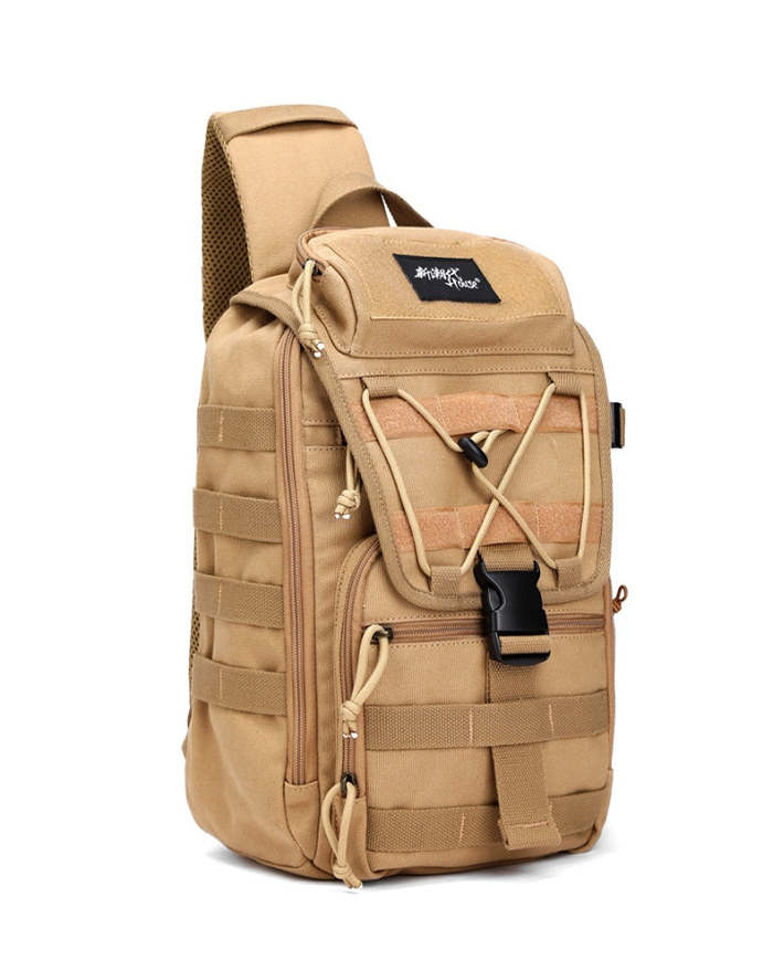 Khaki Tactical Canvas Large Sling Bag For Men Military Khaki Sling Bag For Big Men