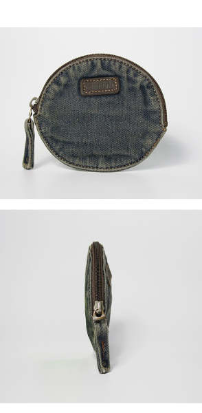 Blue Denim Mens Small Wallet billfold Wallet Keychain Wallet Coin Purse For Men
