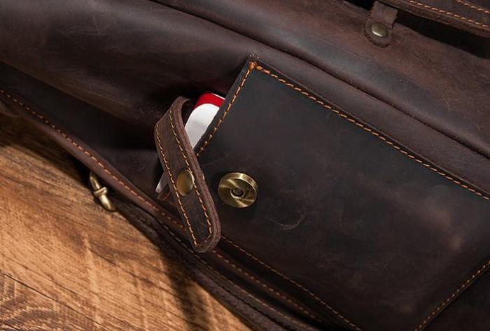 Coffee Cool Mens Leather Hiking Backpack Large Travel Backpack Leather Backpack for Men