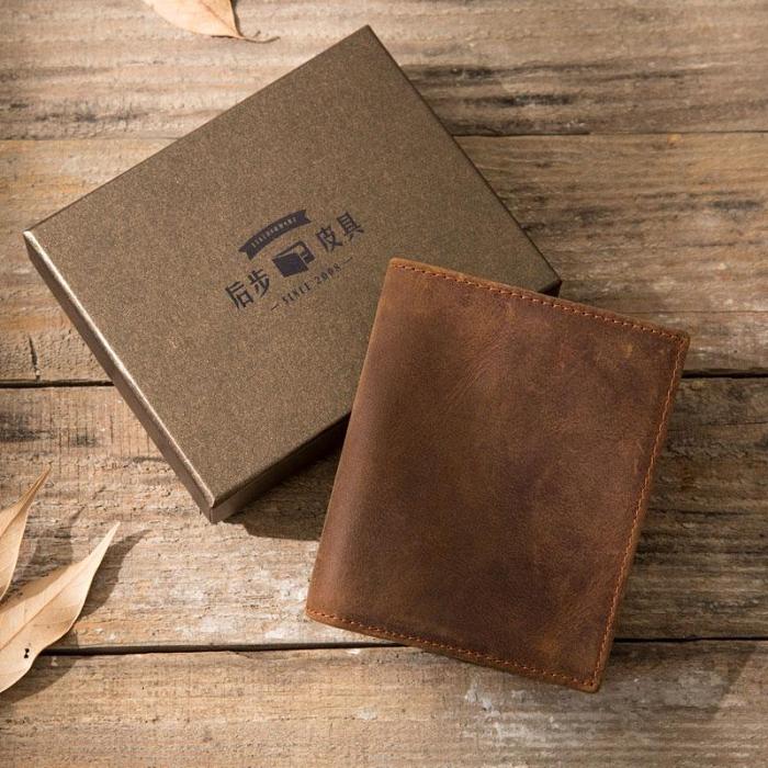 Cool Leather Vintage Mens Slim Small Wallets Zipper billfold Wallets for Men