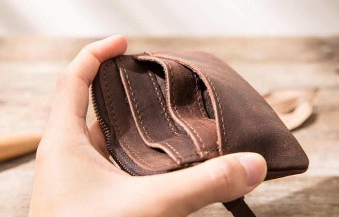 Leather Mens Coin Holders Slim Front Pocket Wallet Change Wallet for Men