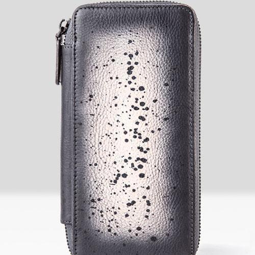 Handmade Leather Mens Cool Long Leather Wallet Bifold Zipper Clutch Wallet for Men