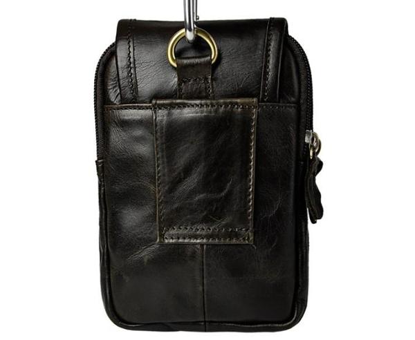 Small Mens Leather Belt Pouch Side Bag Holster Belt Case Waist Pouch for Men