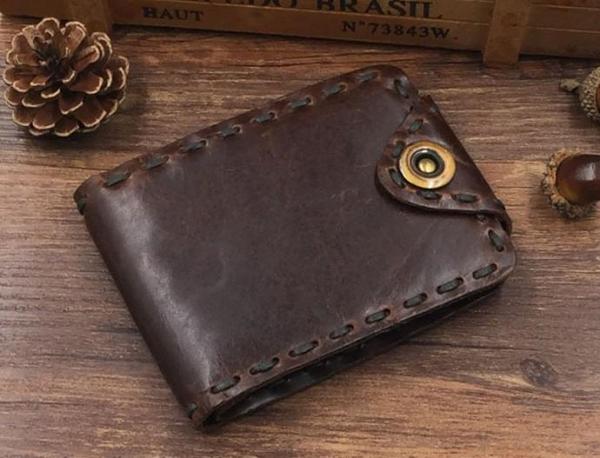 Handmade Cool Leather Small Mens Wallet Bifold billfold Wallet for Men