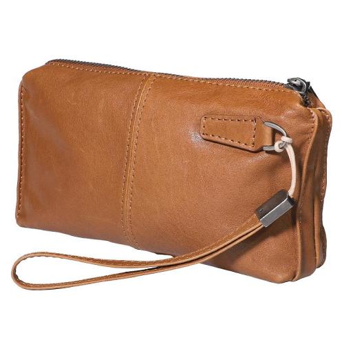 Tan Leather Mens Long Clutch Wallet Leather Wallet Black Wristlet Clutch Wallet for Men
