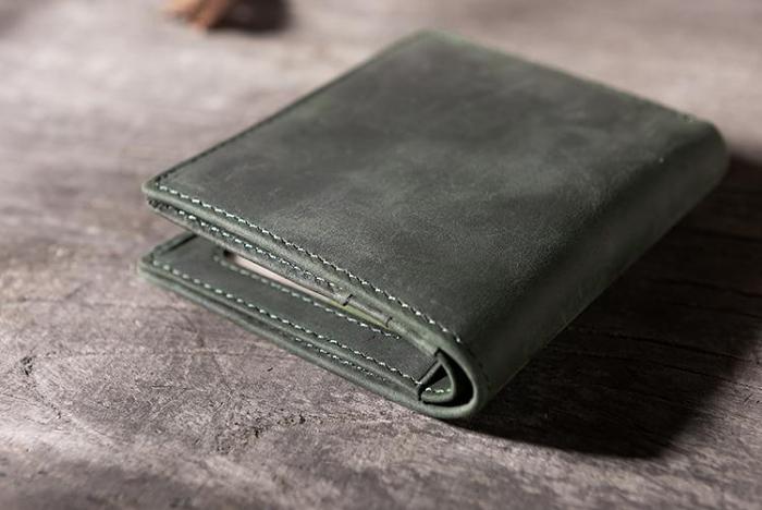 Handmade Leather Mens Cool Slim Leather Wallet Men Small Wallets Bifold for Men