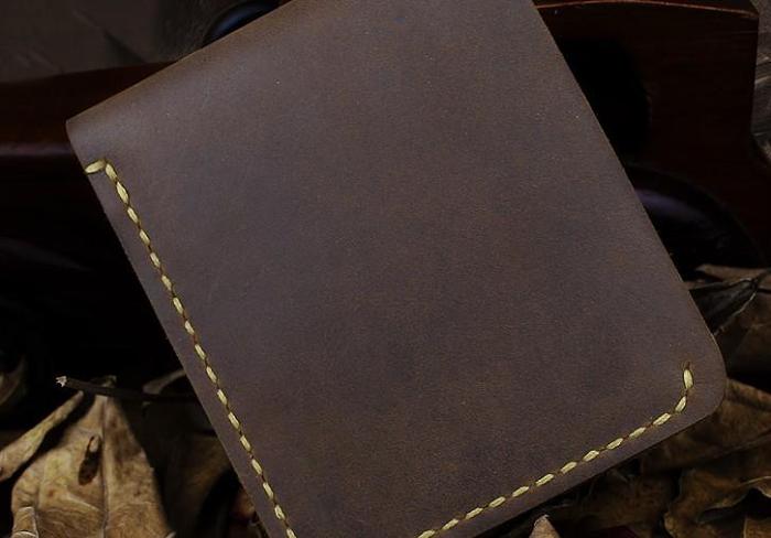 Handmade Leather Mens Cool Slim Leather Wallet Men billfold Wallets Bifold for Men