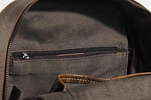 Handmade Leather Mens Cool Backpack Sling Bag Large Black Travel Bag Hiking Bag for men