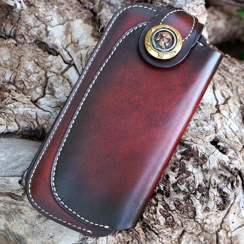 Handmade Mens Cool Leather Chain Wallet Biker Trucker Wallet with Chain