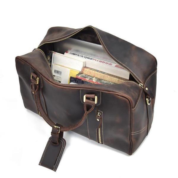 Vintage Leather Mens Weekender Bag Vintage Cool Travel Bag Duffle Bag for Men