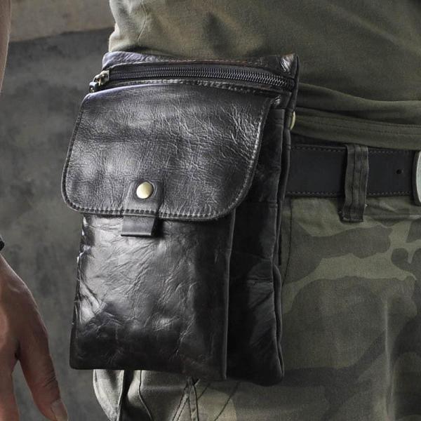Leather Belt Pouch Mens Waist Bag Shoulder Bag for Men