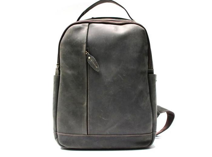 Green Mens Leather Backpack Travel Backpacks Laptop Backpack for men