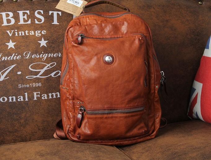Handmade Leather Mens Cool Backpack Sling Bag Large Black Travel Bag Hiking Bag for men