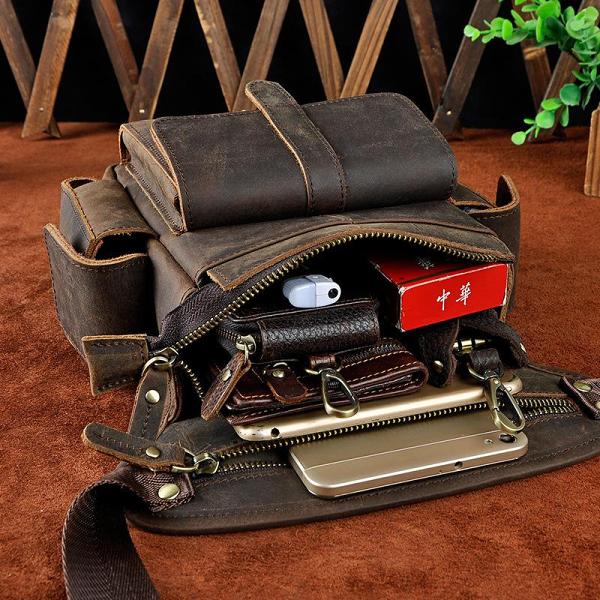 Leather Drop Leg Bag Belt Pouch Mens Waist Bag Shoulder Bag for Men