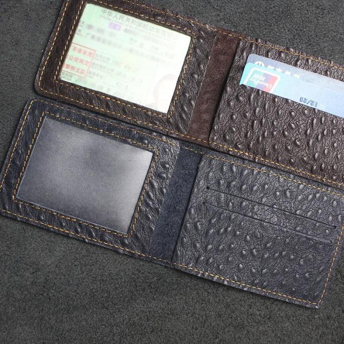 Handmade Leather Mens License Wallets Cool Short Wallet Card Holder Small Card Slim Wallets for Men