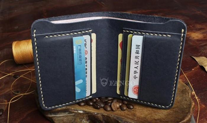 Handmade Leather Mens Cool Slim Leather Wallet Men billfold Wallets Bifold for Men