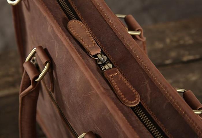 Handmade Leather Mens Cool Messenger Bag Briefcase Work Bag Business Bag Laptop Bag for men