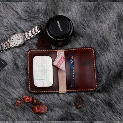 Leather Mens Slim Front Pocket Bifold Small Wallets Card Wallet for Men