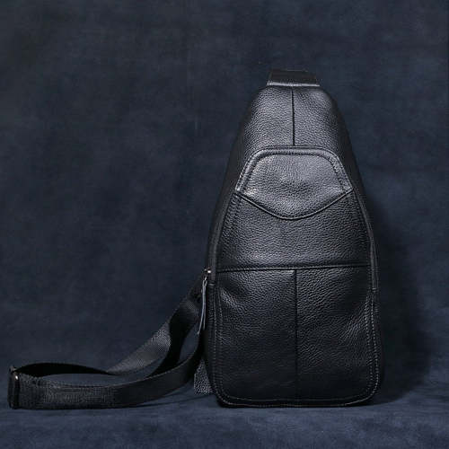 Genuine Leather Mens Cool Chest Bag Sling Bag Crossbody Bag Travel Bag Hiking Bag for men