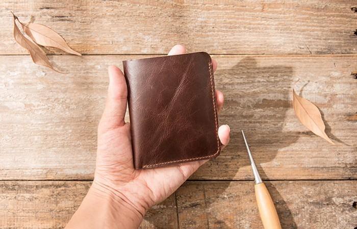 Cool Leather Mens Small Wallets Bifold Slim Front Pocket Wallet for Men