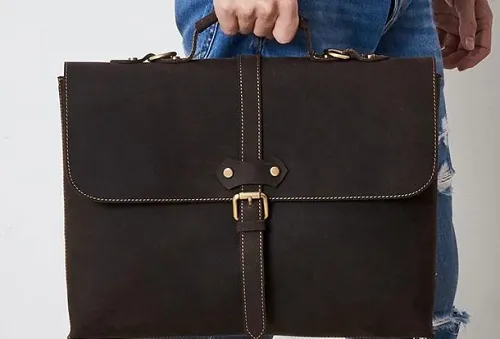 Vintage Mens Leather Briefcase Business Handbag Shoulder Bags For Men