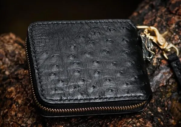 Handmade Leather Black Biker Wallet Mens Cool Short Chain Wallet Trucker Wallet with Chain