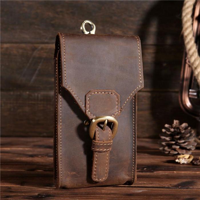 MEN LEATHER Belt Pouch WAIST BAG HIP PACK BELT BAGs CELL PHONE HOLSTER