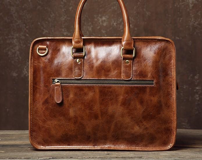 Handmade Leather Mens Cool Messenger Bag Briefcase Work Bag Business Bag Laptop Bag for men