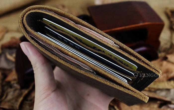 Handmade Leather Mens Cool Slim Leather Wallet Men billfold Wallets Bifold for Men