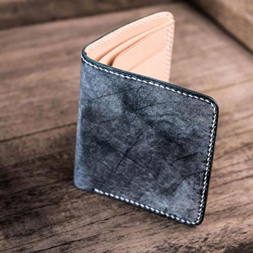 Vintage Handmade Leather Mens Small Wallet Bifold Wallet for Men